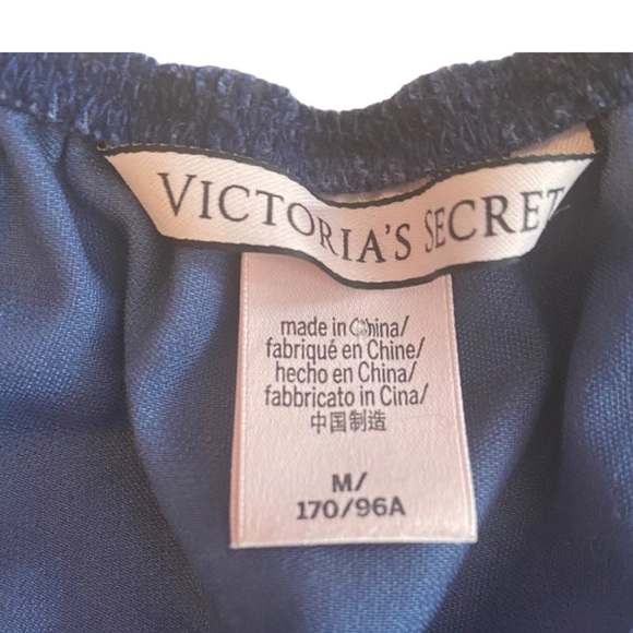 VICTORIAS SECRET Blue Velvety Ruffle Trim Romper - Picture 4 of 6